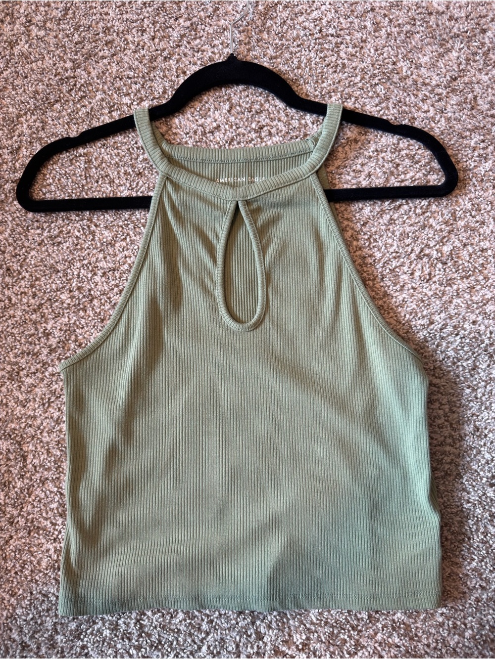 American Eagle Ribbed Halter Tank Top Keyhole